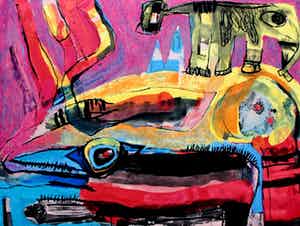 Geert Vrijdag - Zeefdruk op stof: Vertellingen aan Kinds-Kinderen - 1998 verkocht voor € 99!