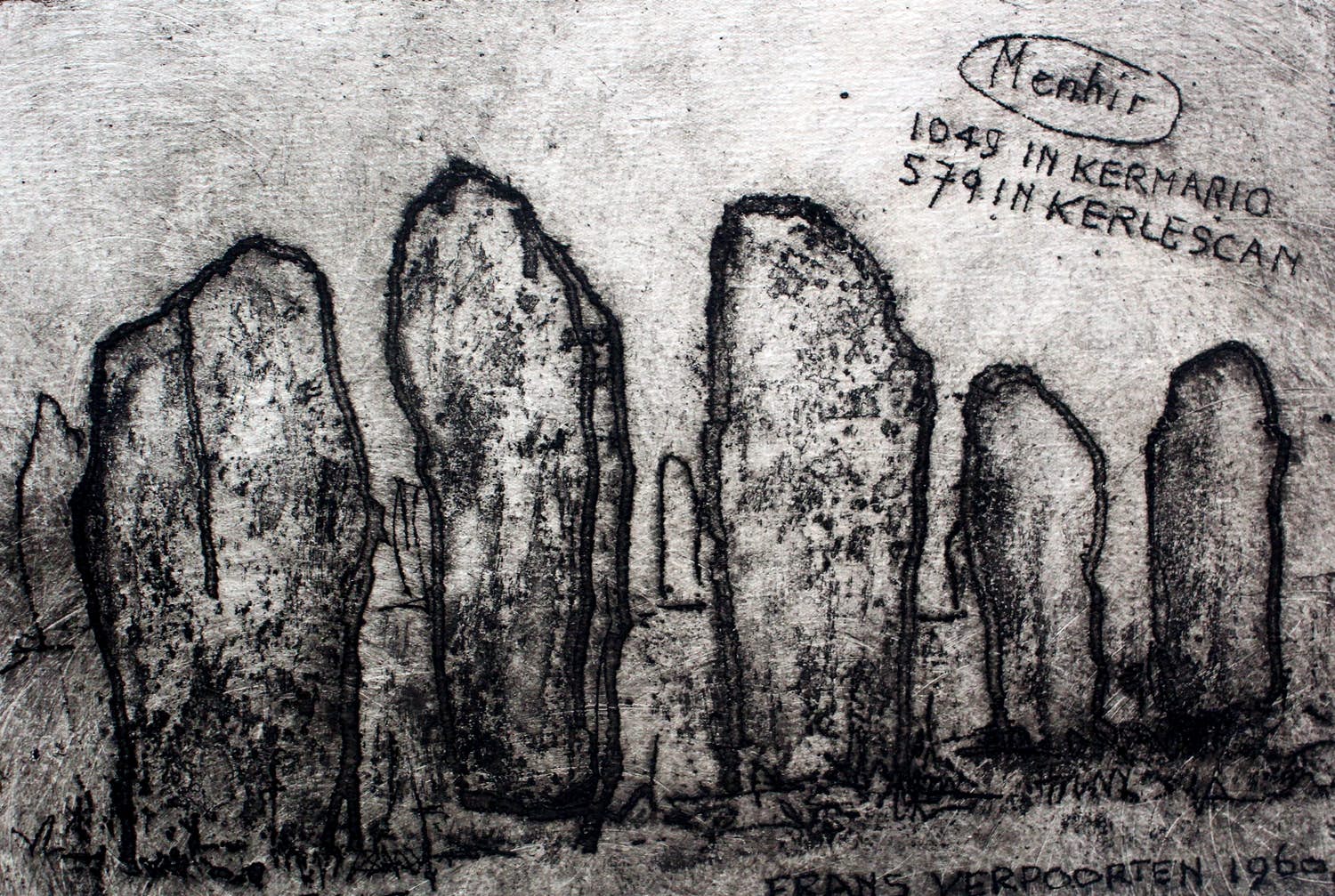Frans Verpoorten - Litho: Megaliths - 1960 verkocht voor € 45!