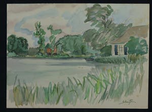 Jan Sluijters (jr.) - Aquarel, Landschap met meer kopen? Bied vanaf 40!