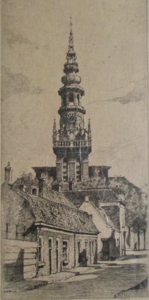 Hendrikus Roodenburg - Ingelijste ets Haarlem kopen? Bied vanaf 35!