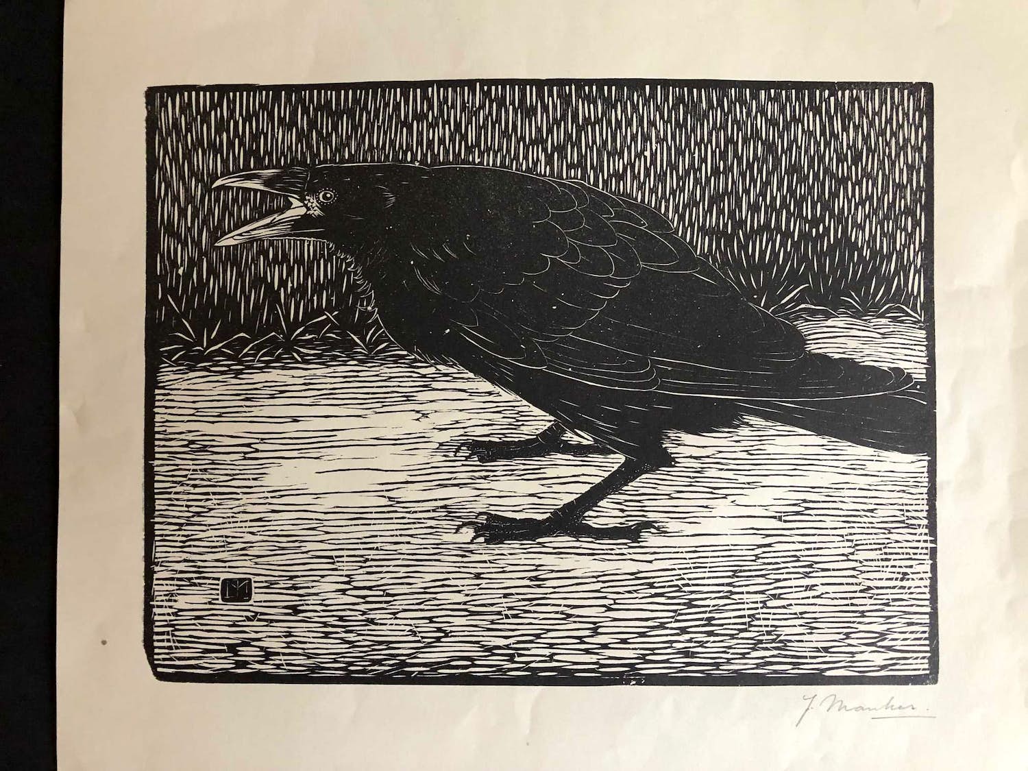 Jan Mankes - Houtsnede Zwarte Kraai - Gesigneerd - 1918 verkocht voor € 375!