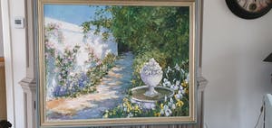 Ann Nosworthy - Tuin parkmuur en klassieke stenen schaal met fruit kopen? Bied vanaf 750!