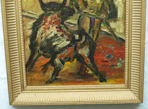 Joaquím Sunyer Miro - Olieverf op doek , De stier – Ingelijst kopen? Bied vanaf 1!
