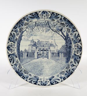 Plateelbakkerij Flora - Delfts Holland Handwerk - Sierbord met kasteel Weldam kopen? Bied vanaf 1!