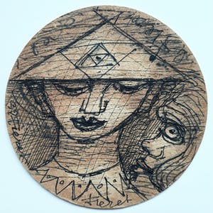 Gerard Fieret - Aziatische schone met enge man in haar personal space, tekening kopen? Bied vanaf 55!