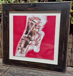 Miguel Ybanez - Abstracte compositie, gemengde techniek (ingelijst) kopen? Bied vanaf 1!