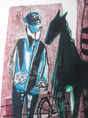 Dick Elffers - Man en paard - Kleurenlitho kopen? Bied vanaf 1!