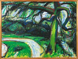 Antoine van der Pas - Acryl op paneel, Wilg in bocht - Ingelijst (Groot) verkocht voor € 1!