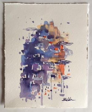 Ahmad Baldin - Aquarel - denkbeeldige stad, compleet met GESIGNEERD boek. kopen? Bied vanaf 50!