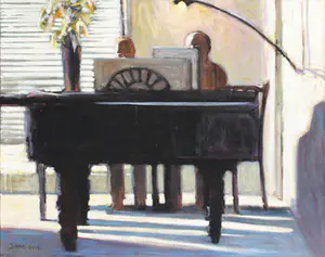 Juane Xue - schilderij - 2008 - 'Aan de Piano' kopen? Bied vanaf 400!