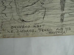 Theo van Hoytema - Litho, Drijvend nest van een dodaars, Texel - 1913 kopen? Bied vanaf 10!