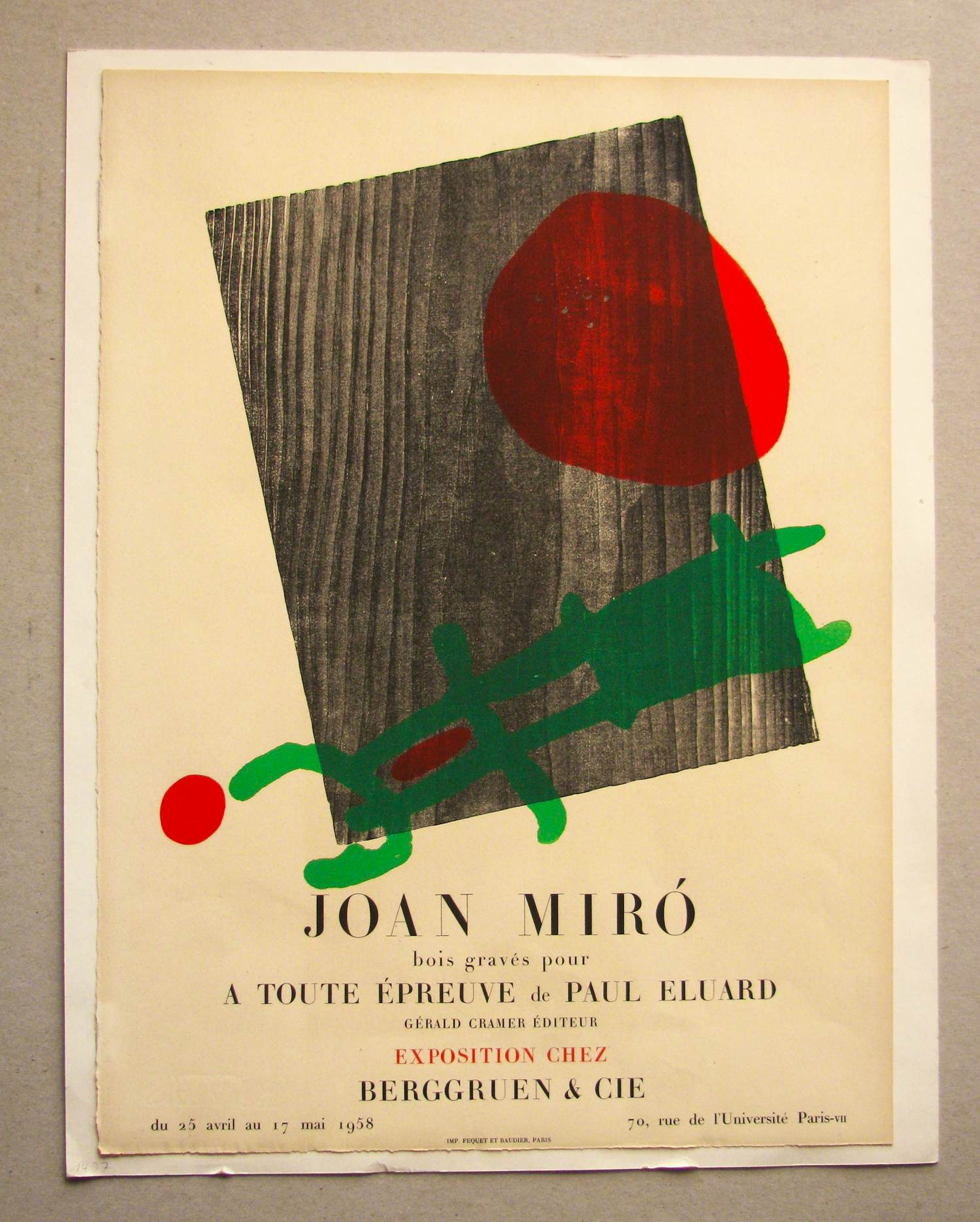 Joan Miro - HOLZSCHNITT " A TOUTE EPREUVE de PAUL ELUARD " 1959 kopen? Bied vanaf 400!