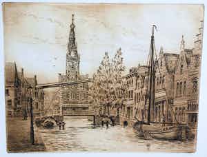 Willem Hopman - Alkmaar, Luttik Oudorp - ets, oplage 50 verkocht voor € 35!