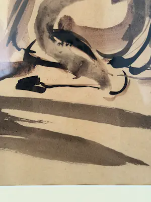 Johan Dijkstra - Gewassen Inkttekening - Liggende Koe (1922) kopen? Bied vanaf 500!