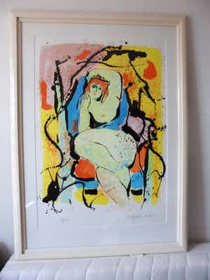 Nic Jonk - Zeefdruk. "Vrouwelijk schoon". verkocht voor € 120!