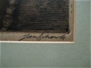 Jan Schonk - GROTE gesigneerde ets "Botters in Haven IJmuiden" omstreeks 1930 kopen? Bied vanaf 1!