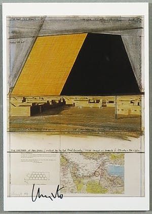 Christo - Handgesigneerde artcard The Mastaba + Taschen boek - Ingelijst kopen? Bied vanaf 1!