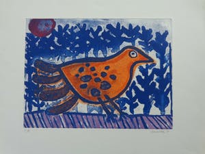 Corneille - ORANJE VOGEL / KLEURETS-AQUATINT / 51x58cm / SIG / 1987 kopen? Bied vanaf 247!