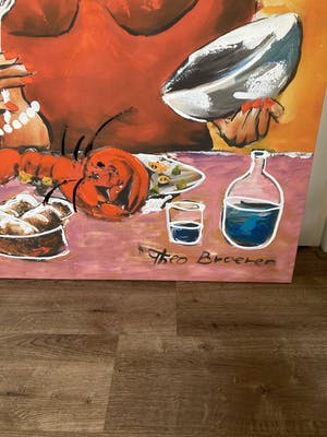 Theo Broeren - Glicée met acryl op doek ‘Lobster’ (GROOT ) kopen? Bied vanaf 100!