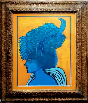 Corneille - " Femme et Oiseau" - Groot, imposant ingelijst verkocht voor € 425!