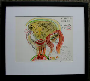 Corneille - Ingelijste gemengde techniek: et la vie, e la vita - 1974(nieuwe lijst!) kopen? Bied vanaf 1250!