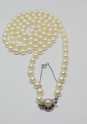 Vintage glasparel collier met zilver slotje 81cm kopen? Bied vanaf 35!