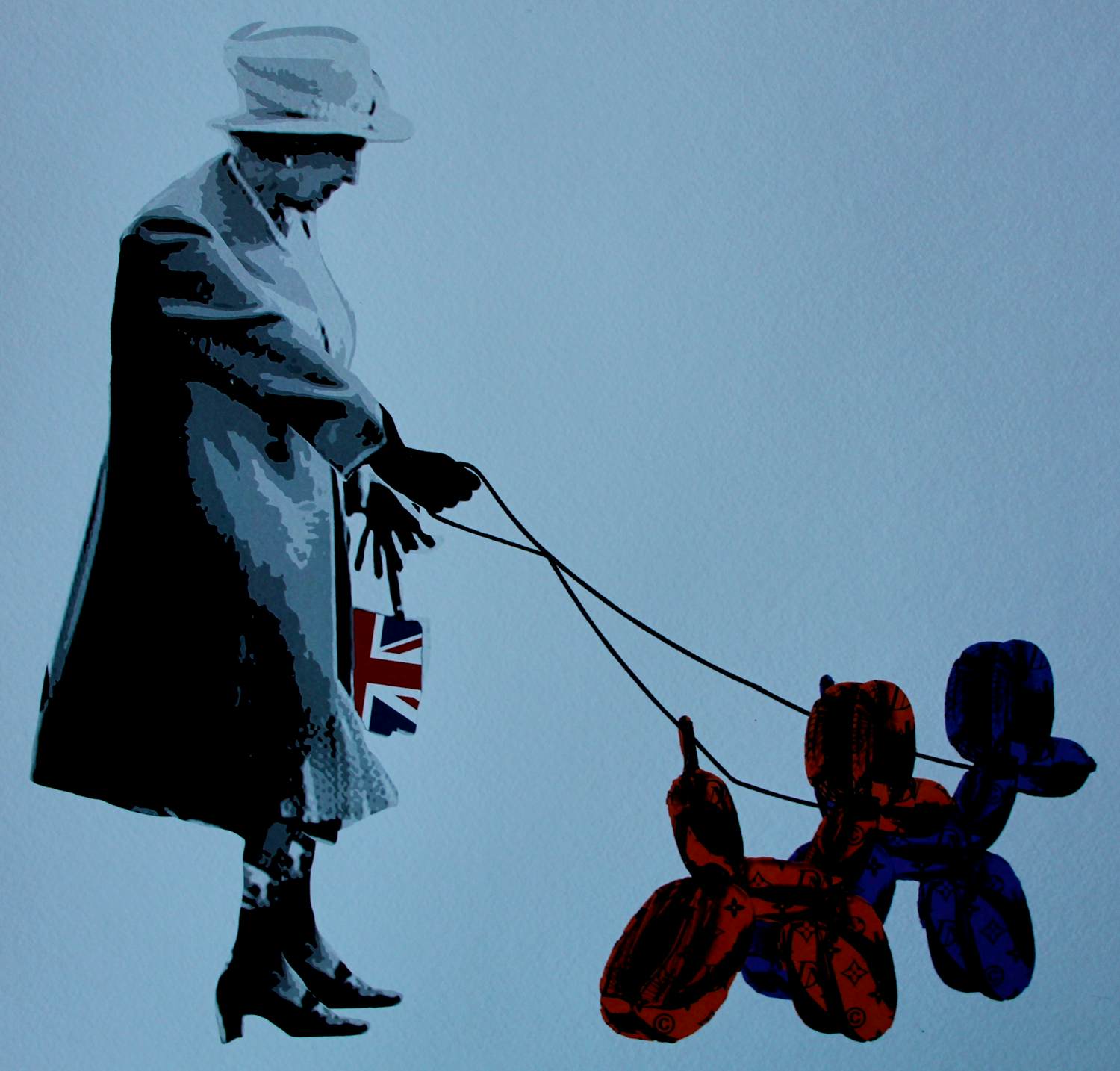 Death NYC - Zeefdruk: Queen walking dog - 2013 verkocht voor € 60!