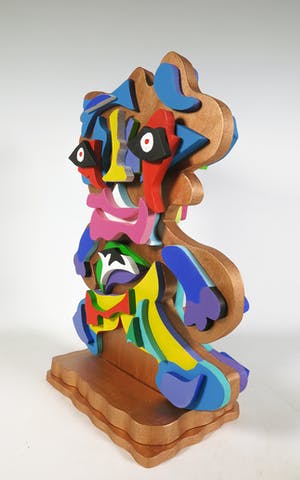 Roja Ting - Tweezijdig beschilderd houten sculptuur kopen? Bied vanaf 350!