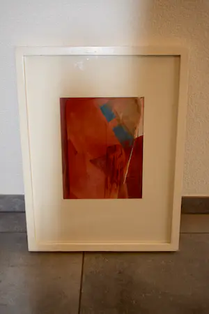 Ruud van der Beele - Gemengde techniek op papier - (Rood) Zonder titel - Ingelijst kopen? Bied vanaf 35!