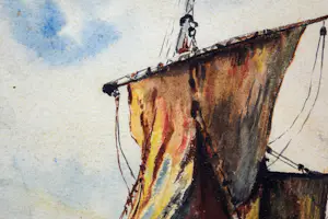 Niet of onleesbaar gesigneerd - Bomschuit op het strand kopen? Bied vanaf 10!