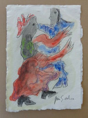 Jan Sierhuis - DANSEND KOPPEL / ORIGINEEL WERK / 30x21cm / SIG kopen? Bied vanaf 55!