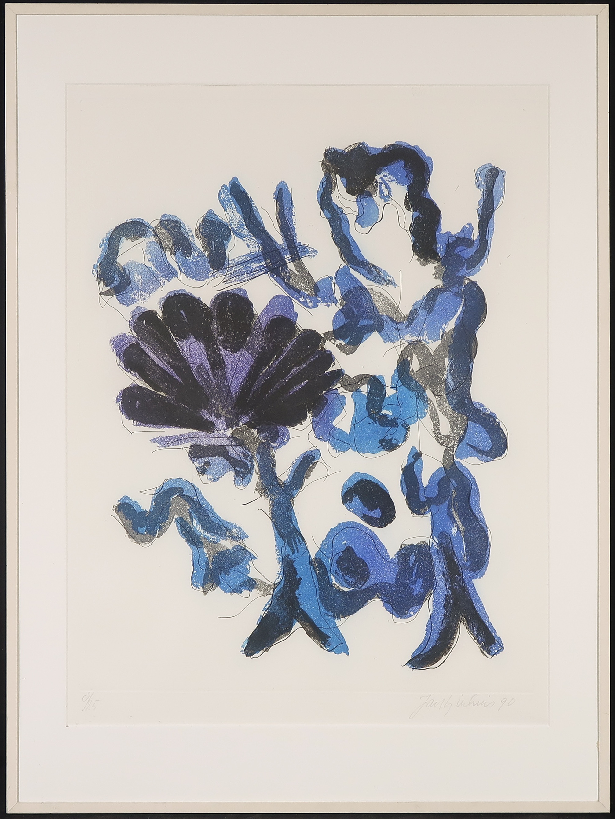 Jan Sierhuis - Ets, Zonder titel - Ingelijst verkocht voor € 40!