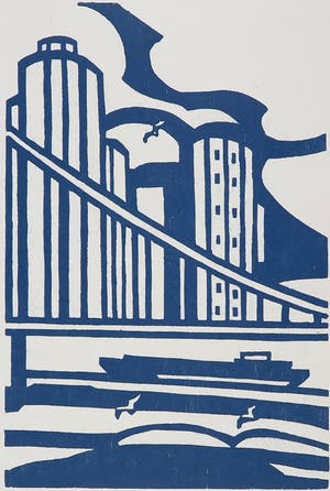 Paul Overhaus - Houtsnede, Lot van drie stedelijke voorstellingen kopen? Bied vanaf 10!