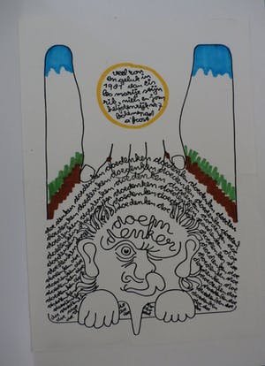 Leo Heijdenrijk - stifttekening: doemdenkers (veel zon en geluk in 1981) kopen? Bied vanaf 35!