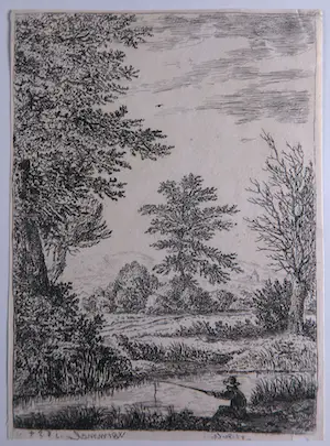 Willem van Bemmel - Ets, Een Visser in een Landschap kopen? Bied vanaf 1!