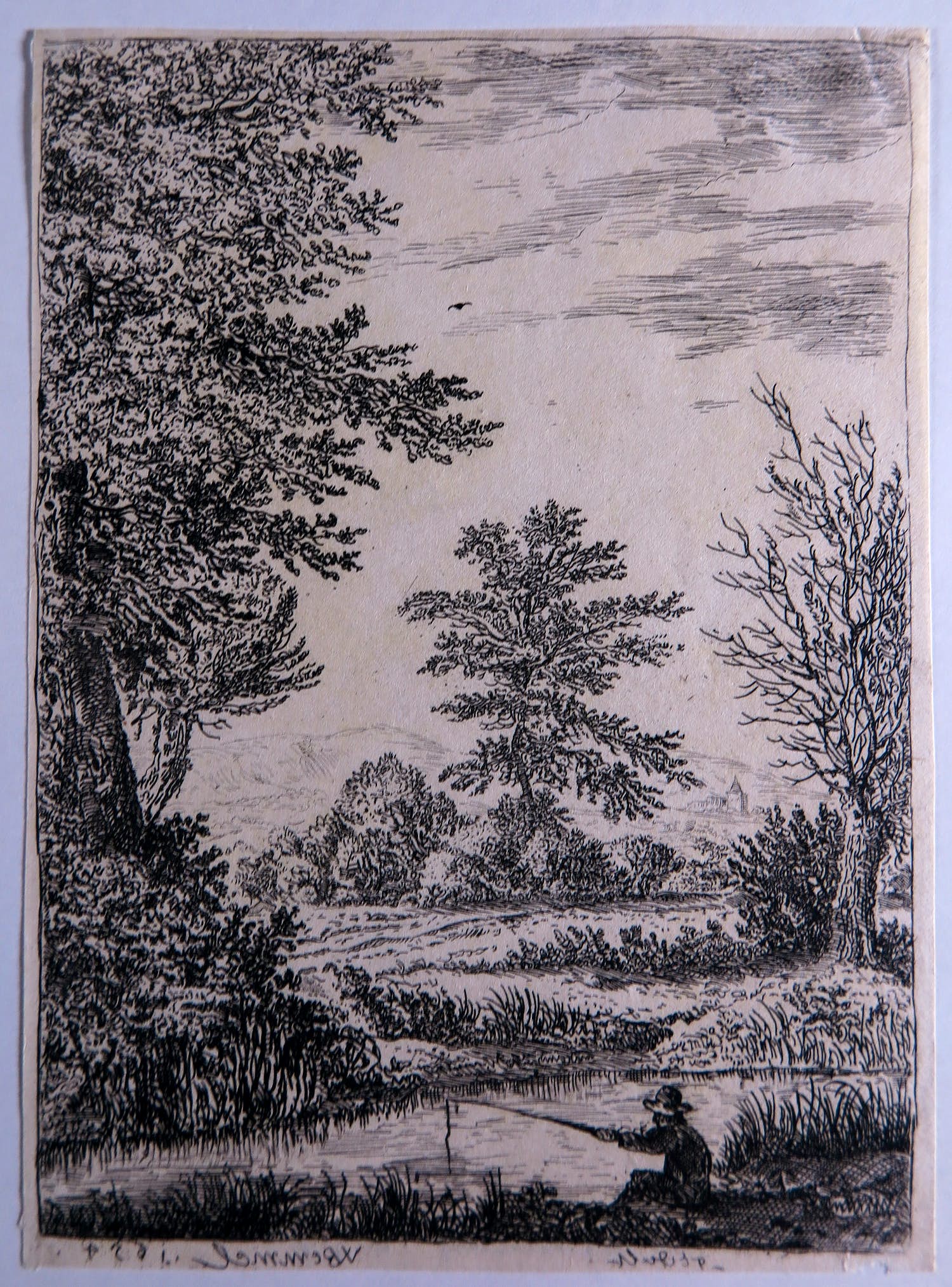 Willem van Bemmel - Ets, Een Visser in een Landschap kopen? Bied vanaf 1!