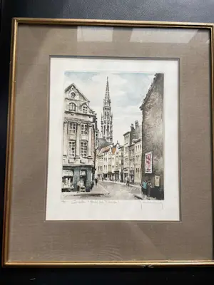 Roger Hebbelinck - Vijfluik van Aquarellen over Brussel, genummerd en gehandtekend. kopen? Bied vanaf 120!