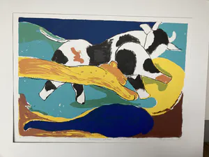 Anton Vrede - Kleurenlitho ‘ Double Jump ‘ ( ZEER GROOT )’ kopen? Bied vanaf 60!