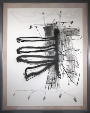 Erik Prins - Houtskool tekening, Grote stronk - Ingelijst kopen? Bied vanaf 100!