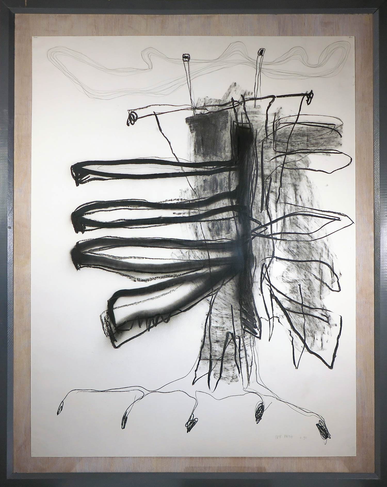Erik Prins - Houtskool tekening, Grote stronk - Ingelijst kopen? Bied vanaf 100!