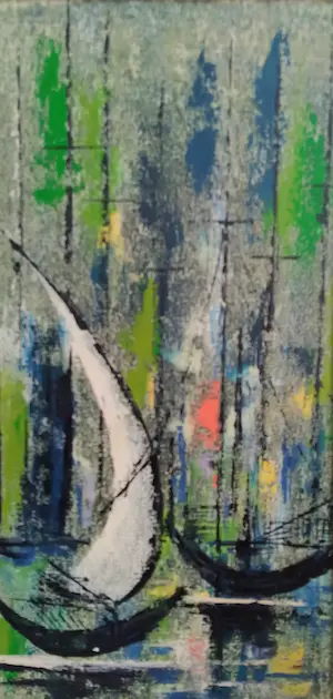 Niet of onleesbaar gesigneerd - Abstracte schepen, kleurrijk kopen? Bied vanaf 1!