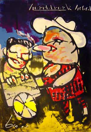 Herman Brood - handgesigneerde zeefdruk Colonel Parker (100x70 cm.) incl. lijst verkocht voor € 550!