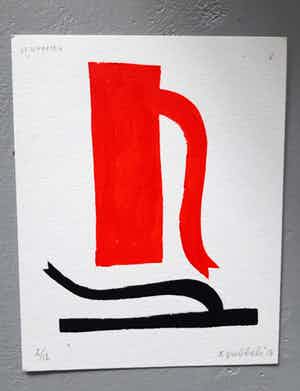 Klaas Gubbels - Baselitz, dubbel gesigneerd. Kleine oplage van 12. verkocht voor € 250!