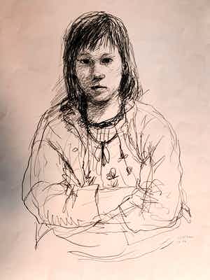 Aat Veldhoen - Portret van Henny, een buurmeisje verkocht voor € 30!