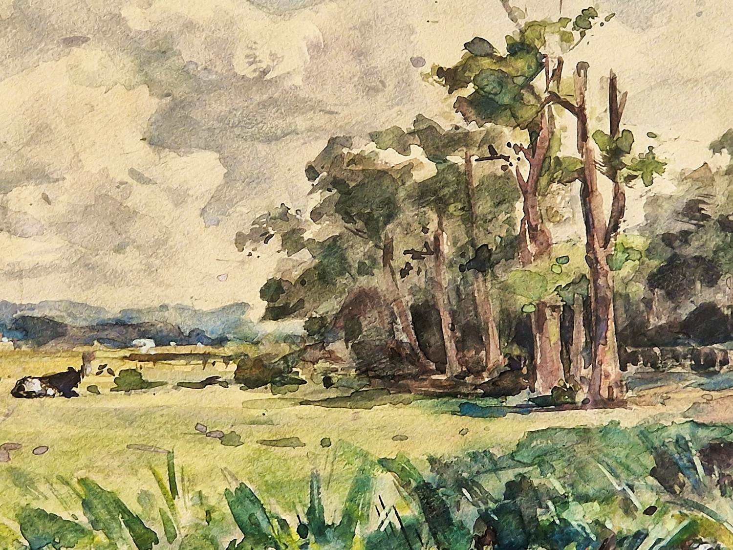 Marinus Gidding - sfeervol rond 1900 geschilderd aquarel "koeien in landschap" mooi gelijst! kopen? Bied vanaf 78!