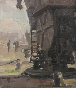 Emile Gastemans - Olieverf op board, Machine - Ingelijst kopen? Bied vanaf 150!