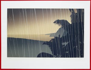 Jan Hendrix - Kustlijn in de regen, zeefdruk kopen? Bied vanaf 60!