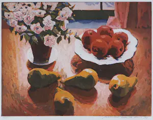 Marcel Schellekens - Aquatint, Stilleven met appels en peren - Ingelijst kopen? Bied vanaf 150!