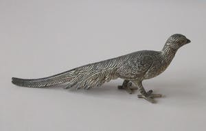 Curiosa - Vier metalen figuren van fazanten en pauwen kopen? Bied vanaf 1!