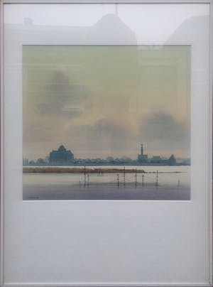 Gerrit Neven - Avondstemming - prachtige aquarel in originele lijst kopen? Bied vanaf 350!